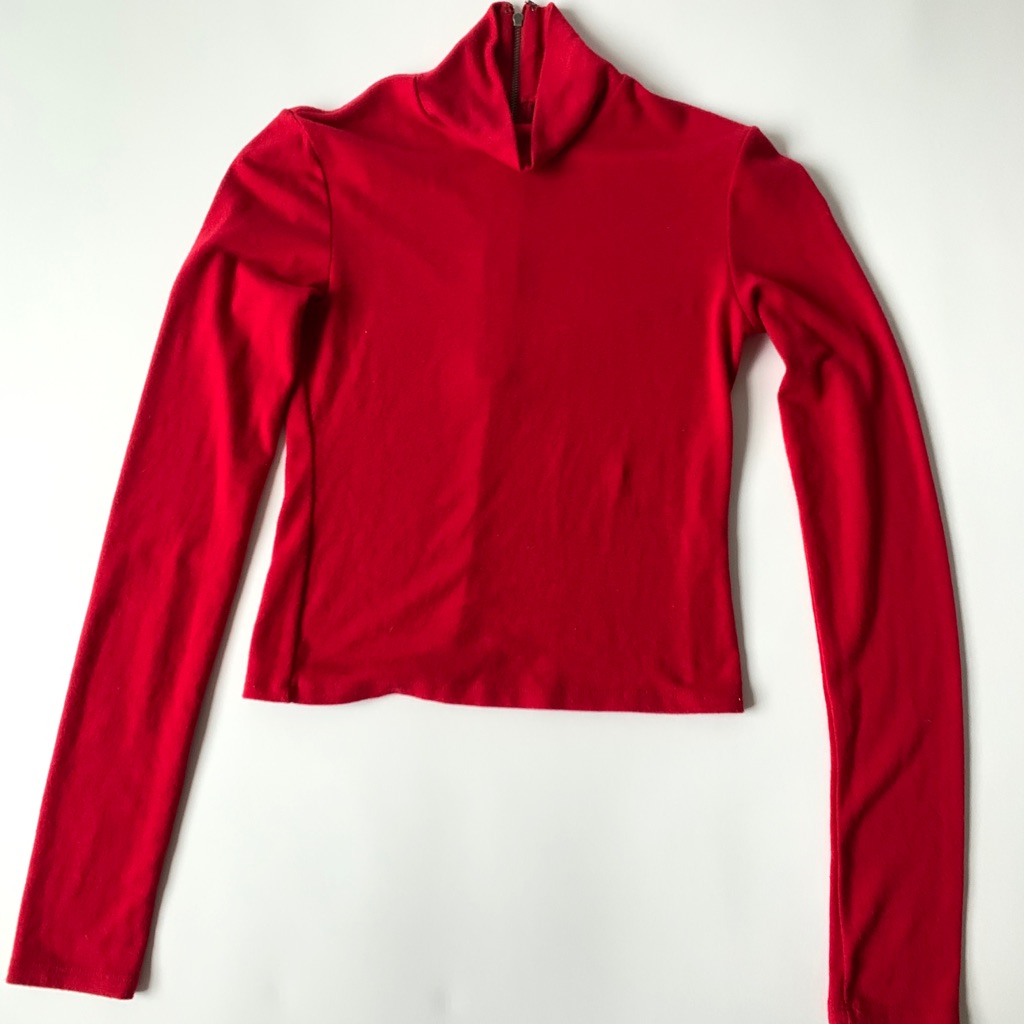 Alice & Olivia Red Long Sleeve Cropped Blouse